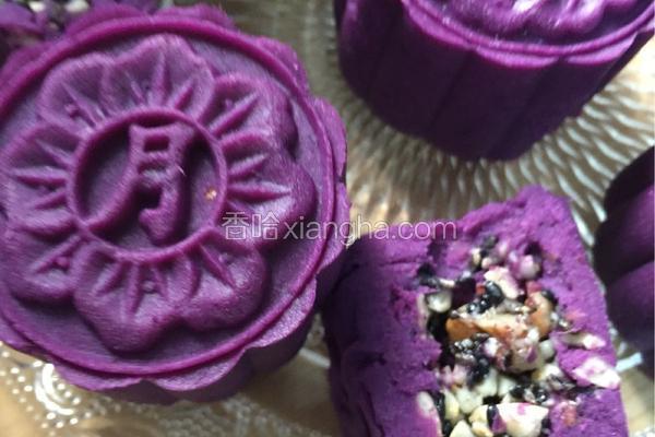 黑芝麻核桃仁紫薯月饼
