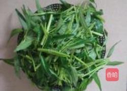 椒丝腐乳炒通菜的做法图解1