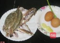 梭子蟹蒸鸡蛋的做法图解1