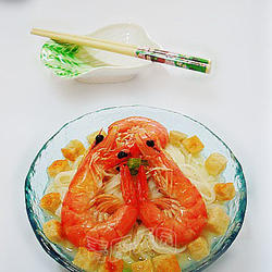 豆腐粒鲜虾汤面的做法[图]