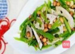 炝西芹藕片花生米的做法图解4
