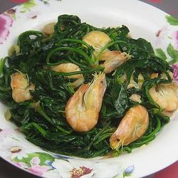 菠菜炒白虾的做法[图]