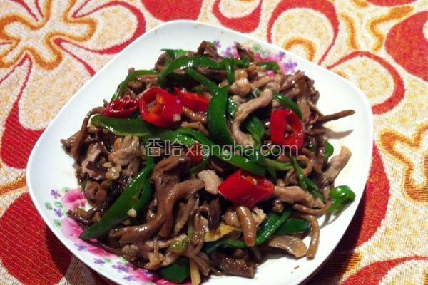 干蘑菇炒肉丝