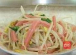 火腿丝炒黄豆芽的做法图解8