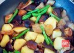 土豆豆角烧香菇的做法图解5