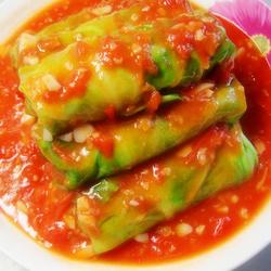 茄汁豆腐包菜卷的做法[图]