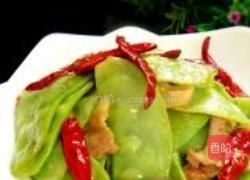 红椒肉片炒扁豆的做法图解4