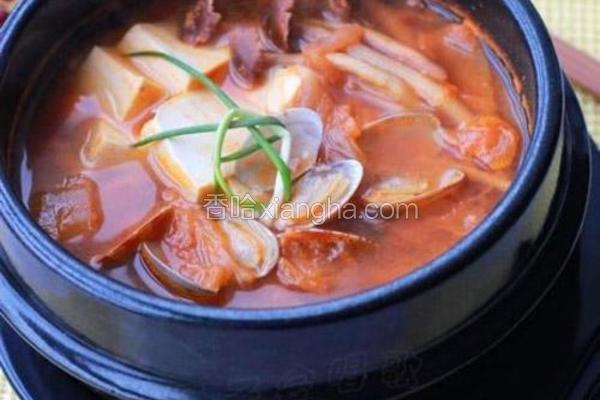 豆腐花蛤泡菜锅