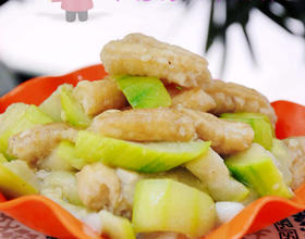 蒜末丝瓜炒油条[图]