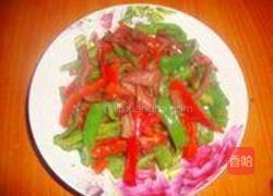 青红椒爆鸭肠的做法图解7