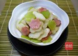 莴苣火腿炒年糕的做法图解6