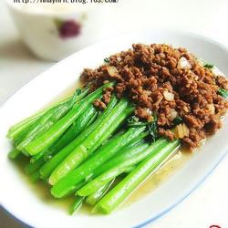 肉沫炒菜心的做法[图]