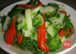 红椒炒黄叶菜的做法图解6
