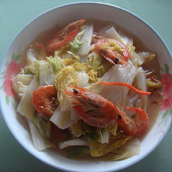 娃娃菜焖对虾干的做法[图]