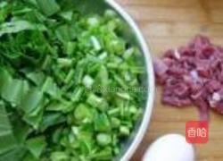 油菜肉丝双黄蛋炒饭的做法图解1