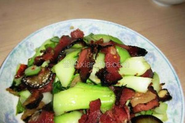 腊肉炒瓢儿白