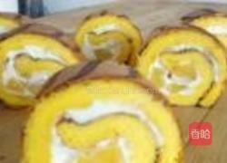 千页纹黄桃蛋糕卷的做法图解12