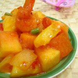 青木瓜菠萝甜辣虾的做法[图]