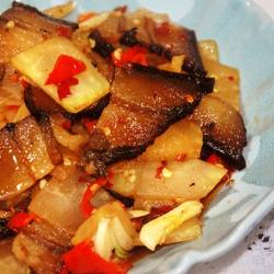 芥兰头炒腊肉的做法[图]
