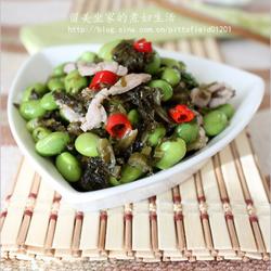 咸菜肉丝炒毛豆的做法[图]