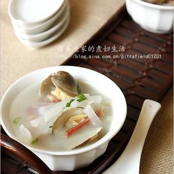 火腿蛤蜊萝卜丝浓汤的做法[图]
