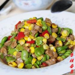 香辣蚕豆玉米牛肉粒的做法[图]