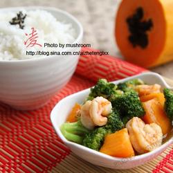 木瓜西兰花炒虾仁的做法[图]