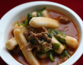 茄汁年糕炒牛柳[图]