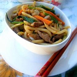 肉丝炒乌冬面的做法[图]