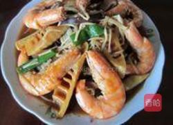 竹笋双菇烧大虾的做法图解11