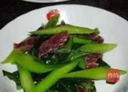 腊肠炒芥蓝的做法图解8