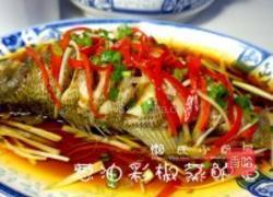 葱油彩椒蒸鲈鱼的做法图解8