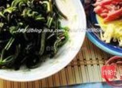 水蕨菜炒肉丝的做法图解2