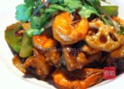 干锅大虾牛蛙的做法图解4