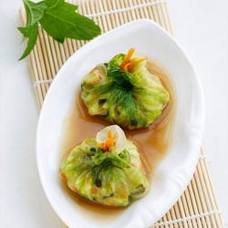 圆白菜裹虾肉末的做法[图]