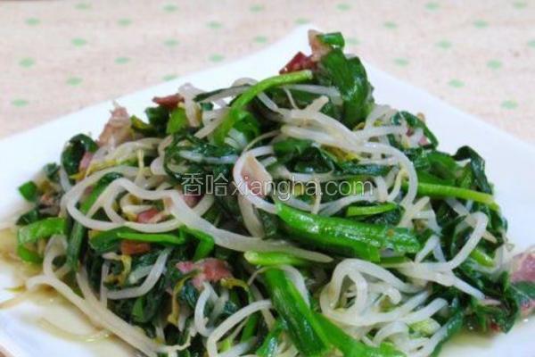 培根绿豆芽炒韭菜
