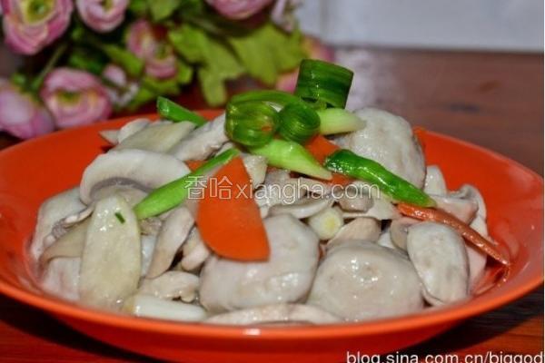 鱼丸炒蘑菇