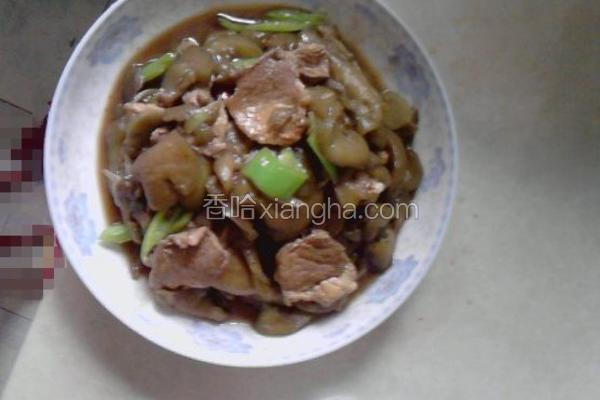 家常少油茄子肉片