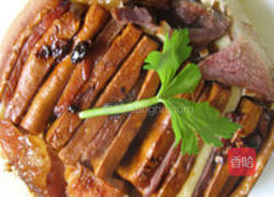 香干蒸腊肉的做法图解3