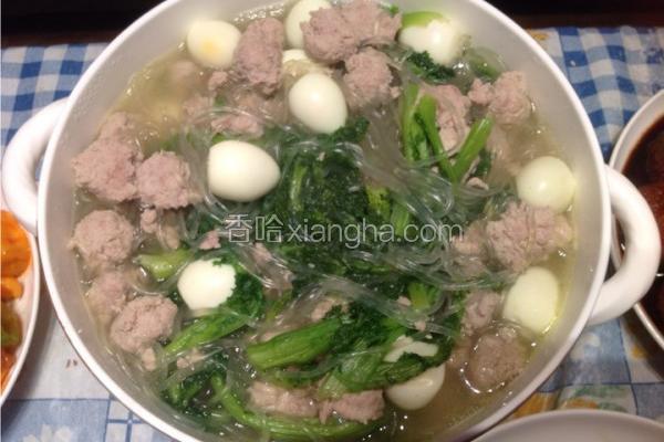 苔菜粉条肉丸煲