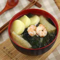 日式鲜虾味增汤的做法[图]