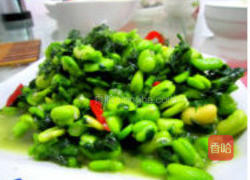 雪菜炒蚕豆的做法图解5