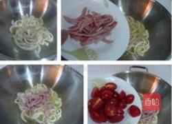 黑胡椒番茄培根炒意面的做法图解3