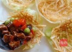酱爆黑胡椒鸭肉雀巢盏的做法图解16