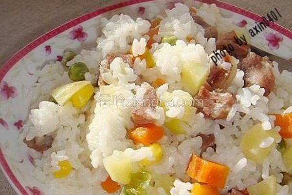 五彩腊肠饭