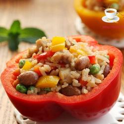 彩椒鸡丁红豆饭的做法[图]