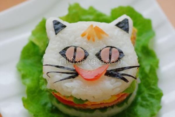 黑白双猫童趣米汉堡