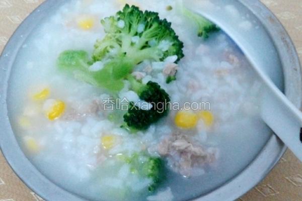 西兰花玉米肉末粥