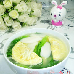 鸡毛菜蛋饺山药汤的做法[图]