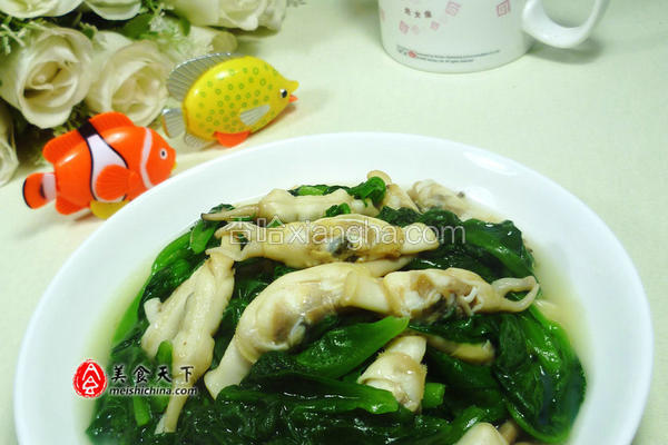 蛏子炒木耳菜